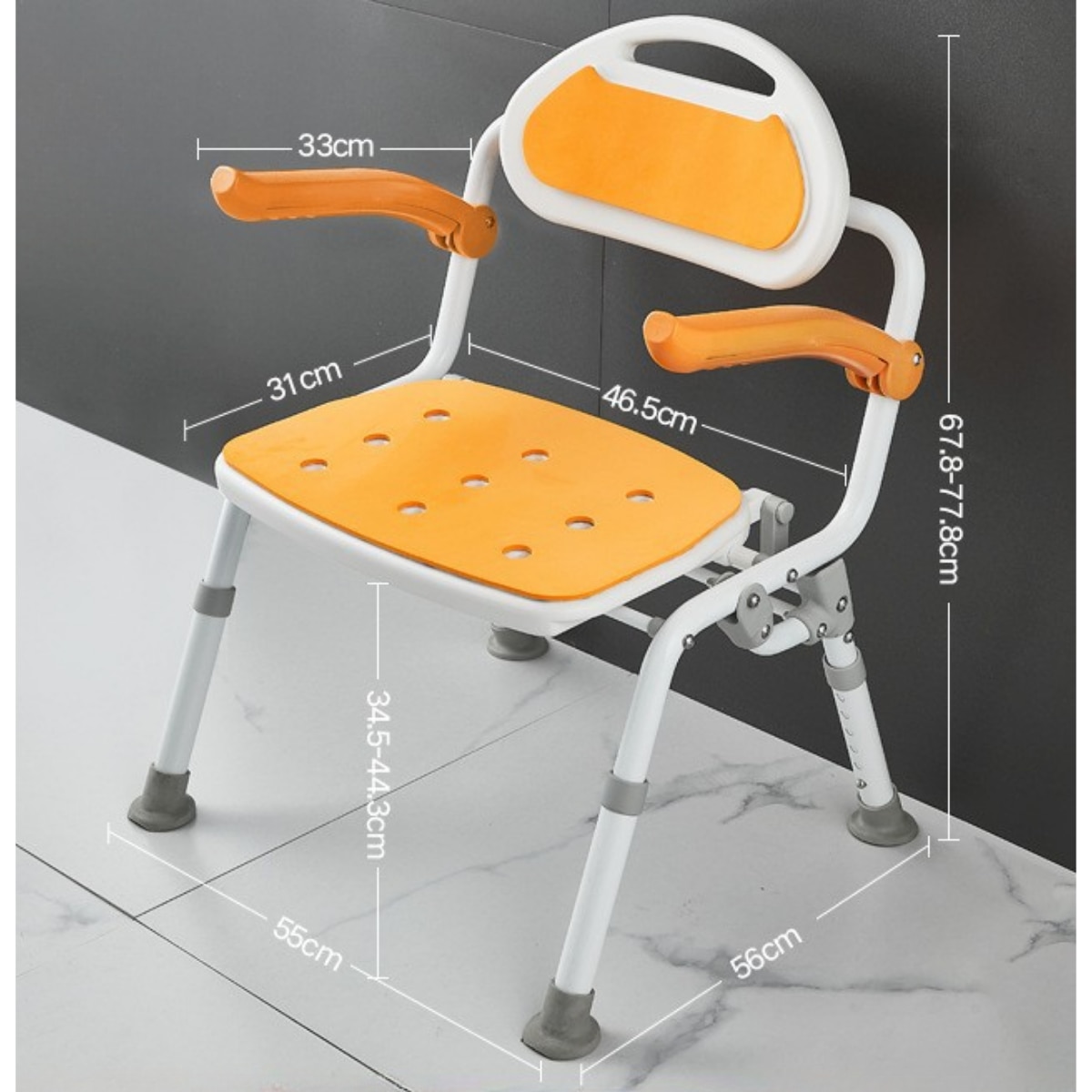 Meds Support Folding armrest shower chair